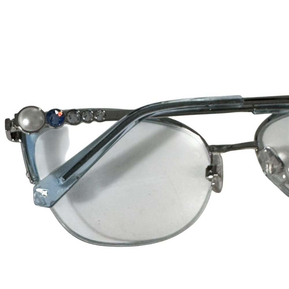 Swarovski SK5307 Eyeglass Frame Only 55-17-140 Blue Metal Semi-Rimless Gemstones - Picture 7 of 14